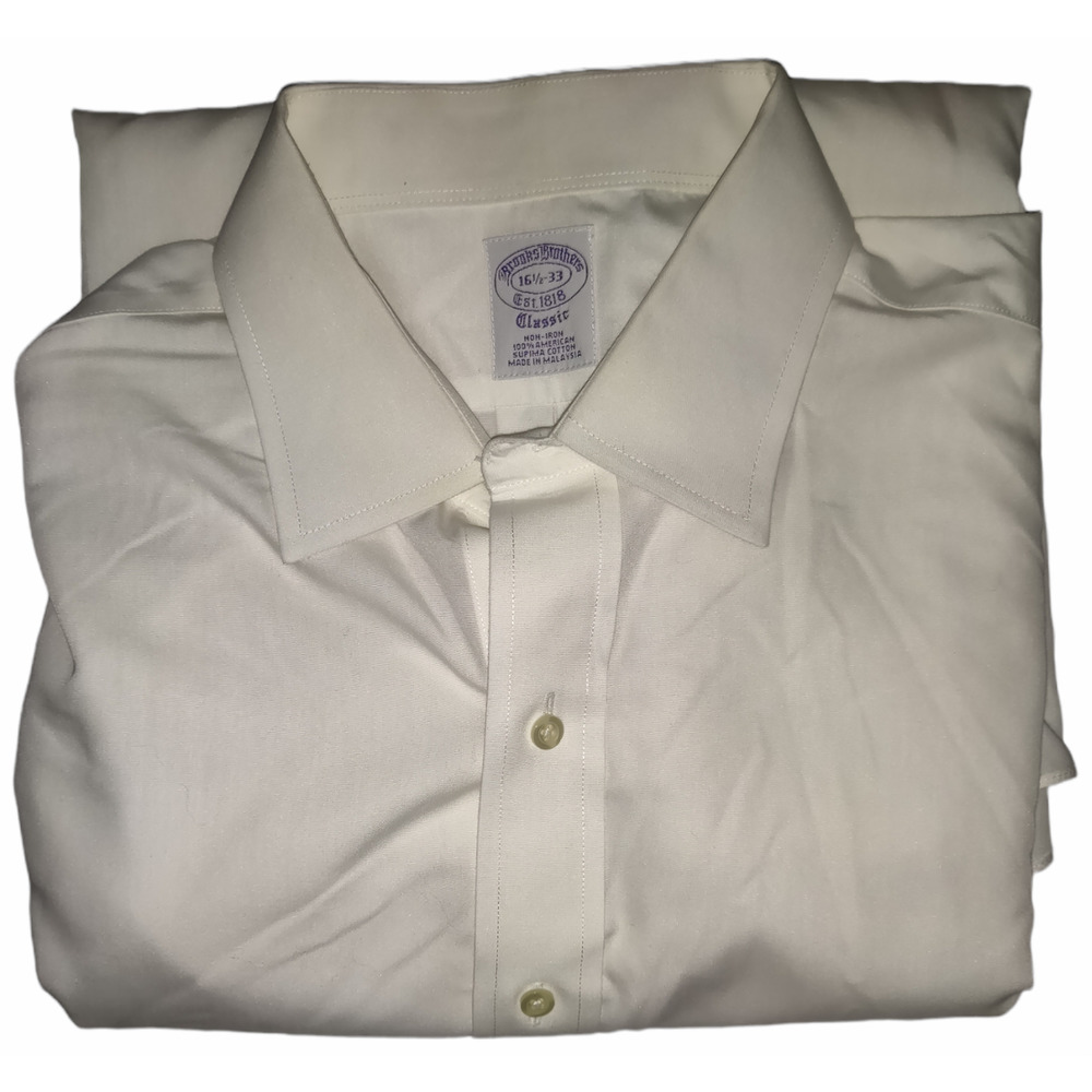 BROOKS BROTHERS MEN'S CLASSIC WHITE SHIRT 100% AMER SUPIMA COTTON SIZE 16 1/2-33